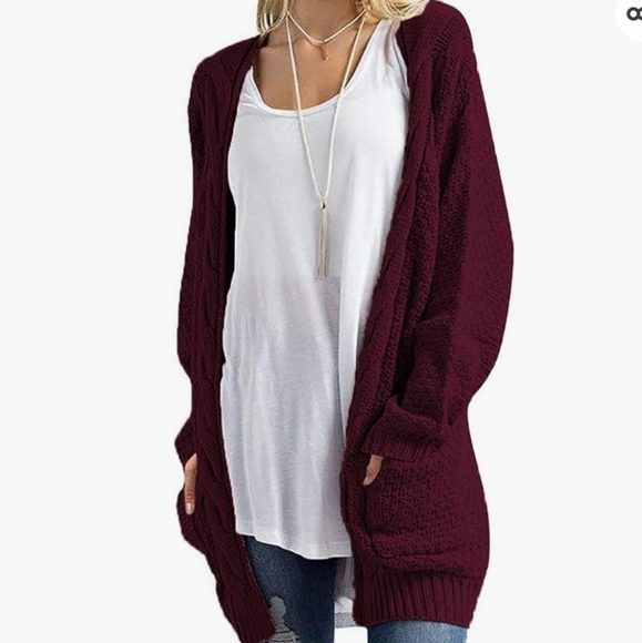 Sweaters - Oversized Deep Burgundy Cardigan